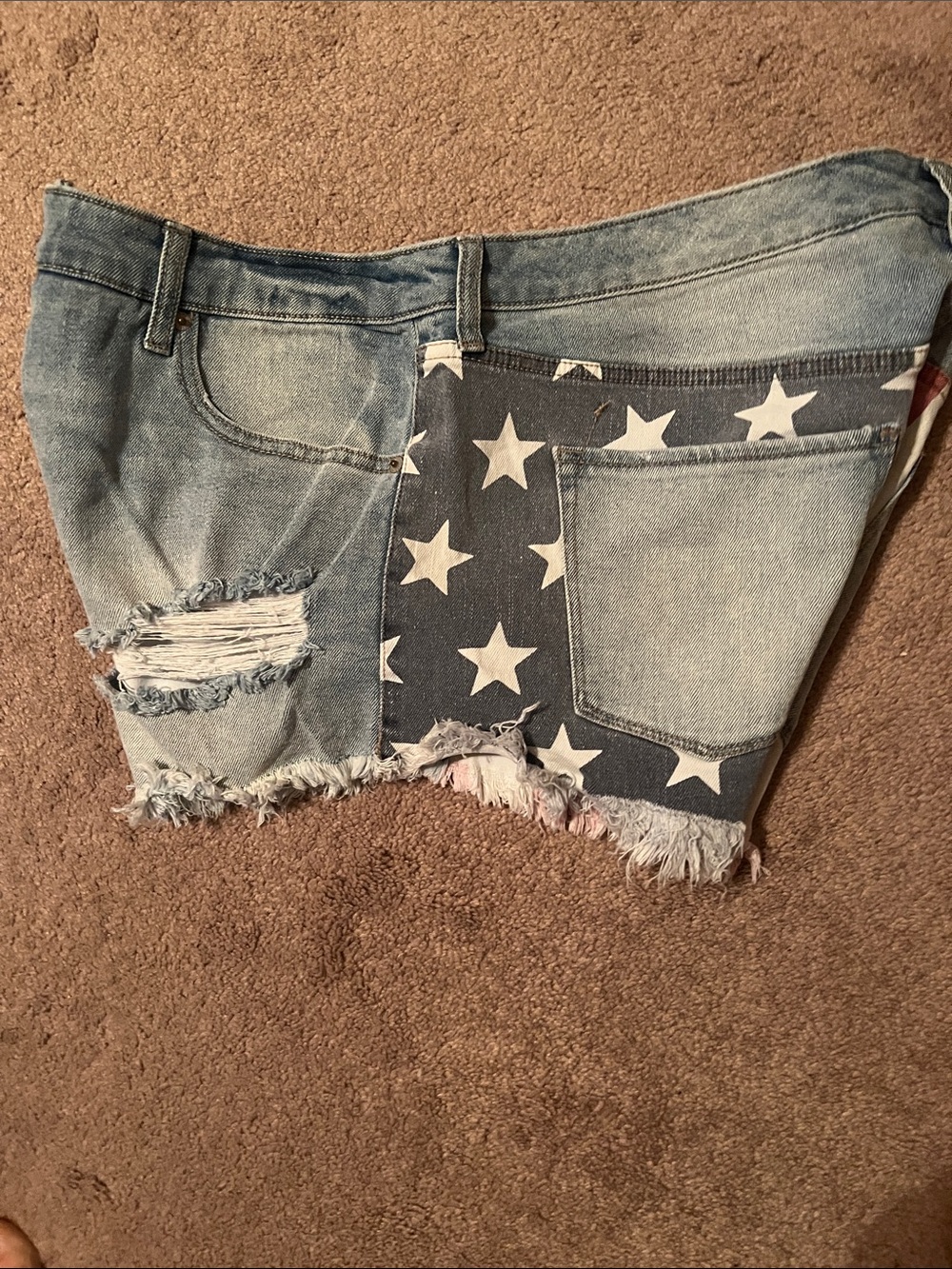 Mossimo Supply Co. Light Blue Distressed Denim Shorts with Flag Accent - Picture 4 of 5
